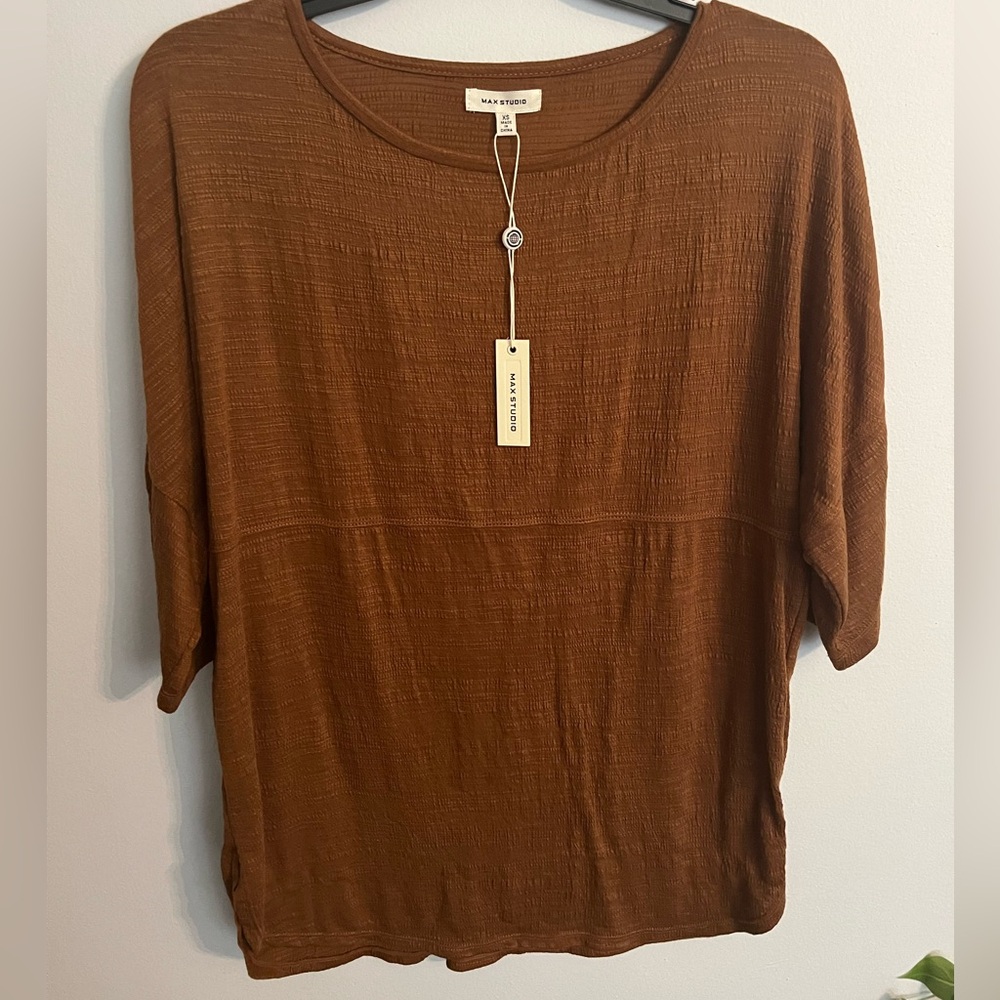 NWT Max Studio Women's Rich Brown Blouse